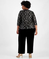 Alex Evenings Plus Sequined Layered-Look Top