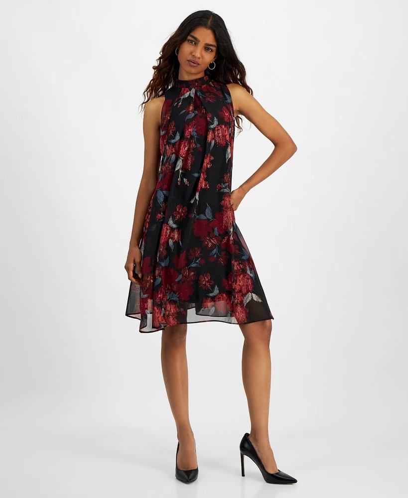 Robbie Bee Petite Printed Chiffon A-Line Dress