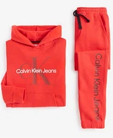 Calvin Klein Big Boys Old School Logo Pullover Hoodie Joggers