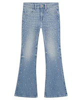Guess Big Girls Denim Flare with All-Over Heat Seal Pearls Pants