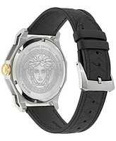 Versace Men's Swiss Black Leather Strap Watch 43mm