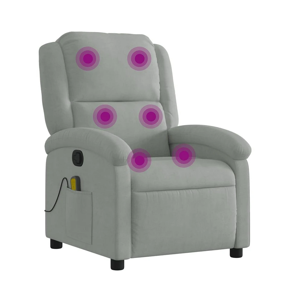 vidaXL Massage Recliner Chair Light Gray Velvet