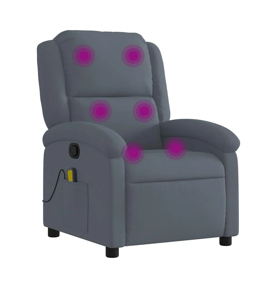 Massage Recliner Chair Dark Gray Velvet