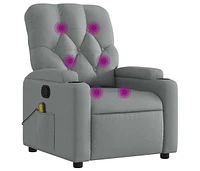 Massage Recliner Chair Light Gray Fabric