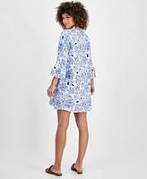 Charter Club Women's Woven Embellished Linen Mini Dress, Created for Macy's