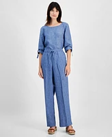 Charter Club Women's 100% Linen Drawstring Pants, Created for Macy's