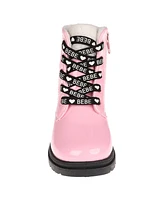 Bebe Toddler Girls Lace Up Heart Rivet Boot