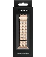 Coach Women's Rose Gold Stainless Steel with Crystals Apple Watch Strap 38mm, 40mm, 41mm