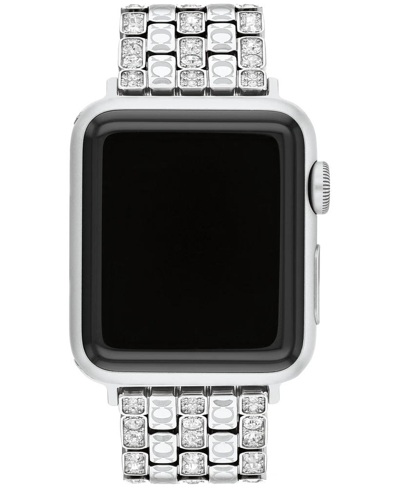 Coach Women's Silver Stainless Steel with Crystals Apple Watch Strap for 38mm, 40mm, 41mm