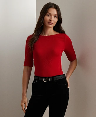 Lauren Ralph Lauren Women's Stretch Cotton Boatneck Top, Regular & Petite