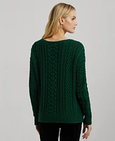 Lauren Ralph Lauren Women's Cable-Knit Cotton-Blend Sweater