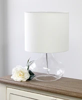 Simple Designs Glass Raindrop Table Lamp with Fabric Shade