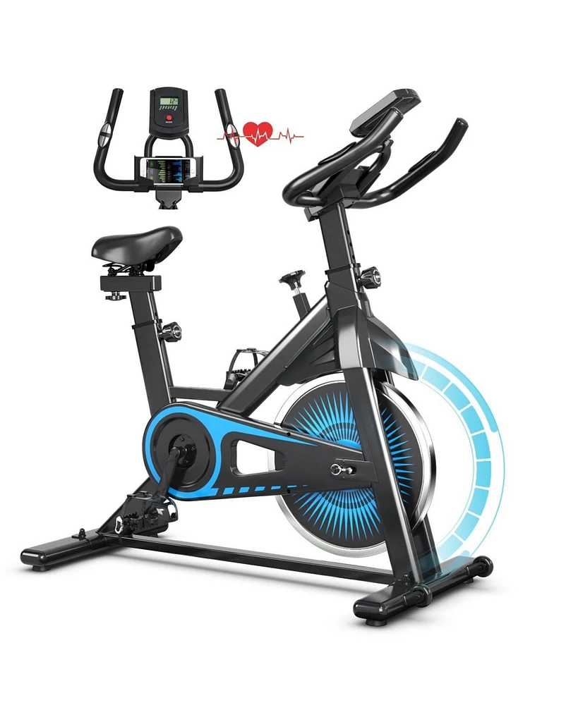 Sugift Indoor Silent Belt Drive Adjustable Resistance Cycling Stationary Bike-Blue