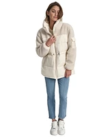 Dkny Jeans Women's Faux-Sherpa Puffer Mixed Coat - G0H