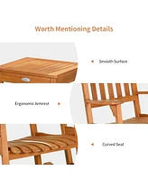 Sugift 3 Pieces Eucalyptus Rocking Chair Set with Coffee Table