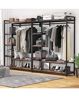 Tribesigns Free-standing Closet Organizer, Heavy Duty Clothes Closet, Portable Garment Rack with 6 Shelves and Hanging rod