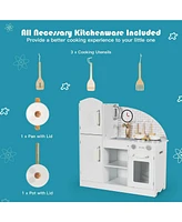 Sugift Kids Kitchen Playset Pretend Play Cooking Set with Vivid Faucet and Telephone