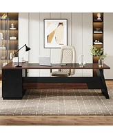 Tribesigns 78" L-Shaped Executive Desk, Large Office Desk with Drawers and Lateral File Cabinet, Business Furniture with Storage Shelves, Modern Compu
