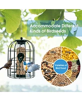 Sugift Squirrel-proof Caged Tube Wild Bird Feeder Outdoor Metal Seed Guard Deterrent