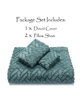 Chanasya Premium Soft Cloud Faux Fur Duvet Cover Bedding Set Queen - 3 Piece Combo Textured Embossed Fuzzy Velvet Mink Bedcover