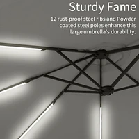Casainc Outdoor Double-Sided Rectangular Led Light Market Umbrella With Base