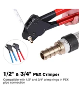Yescom 1/2" 3/4" Pex Crimper Set Tube Crimping Tool Kit with Go/no Go Gauge Pipe Cutter