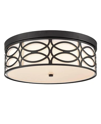 Moose Modern Dimmable Led Flush Mount Ceiling Light Black Linen Drum Shade