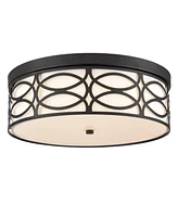 Moose Modern Dimmable Led Flush Mount Ceiling Light Black Linen Drum Shade