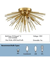 Moose Mid-Century Sputnik Flush Mount Ceiling Light 5-Light Brass Ceiling Light Fixture