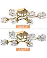 Moose Gold Semi Flush Mount Ceiling Light Glass Shade Ceiling Sputnik Chandelier