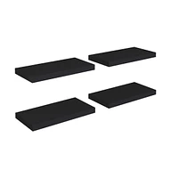 vidaXL Floating Wall Shelves 4 pcs Black 19.7"x9.1"x1.5" Mdf