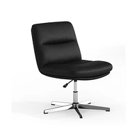 Merrick Lane Biel Mid-Back Height-Adjustable Stationary Armless Swivel Office Chair - Padded Upholstered Wide Back And Seat, Strong Frame