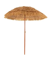 Sugift 6.5 Feet Portable Thatched Tiki Beach Umbrella with Adjustable Tilt