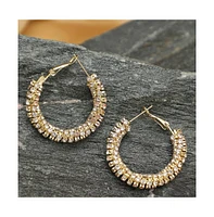 Sohi Women's Chunky Bling Hoop Earrings