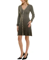 Taylor Women's Metallic-Knit Button-Front Dress