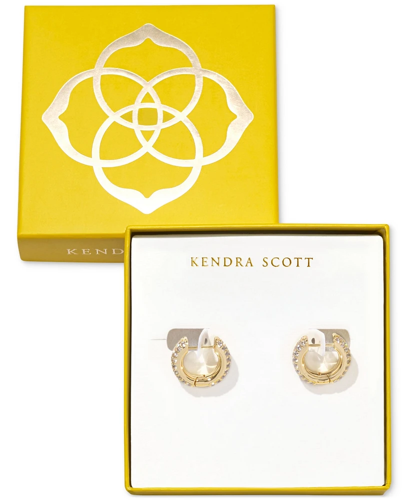 Kendra Scott 14k Gold-Plated Small Pave Huggie Hoop Earrings, 0.62"