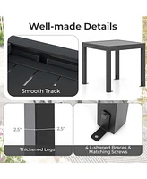 31.5"-63" Expandable Patio Dining Table for 4-6 Person with Slatted Tabletop