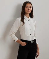 Lauren Ralph Women's Bib-Front Cotton Broadcloth Shirt