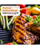 NutriChef Hard-Anodized Nonstick Grill & Griddle - Dishwasher Safe Nonstick Double Burner Grill Cookware, 20 x 13 -inches