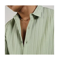 Campus Sutra Men's Pistachio Green Self-Design Striped Shirt