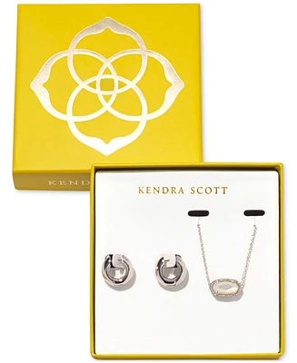 Kendra Scott Mother-of-Pearl Pendant Necklace & Hoop Earrings Set