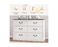 gaomon 6 Drawer Double Dresser,Modern Farmhouse Chest of Drawers for Bedroom