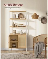 Slickblue 6-Tier Bookcase with Rattan-Like Door