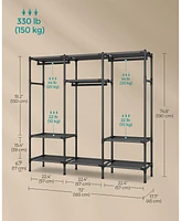 Slickblue 74.8” High Clothes Rack with Hanging Rails in Black