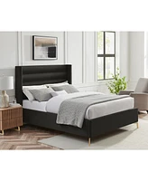 Inspired Home Kavion Velvet Platform Bed Queen