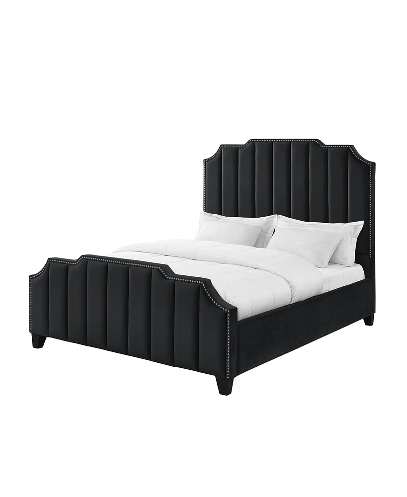 Inspired Home Aizen Velvet Platform Bed Queen