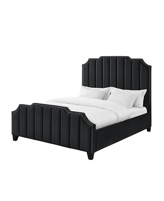 Inspired Home Aizen Velvet Platform Bed Queen