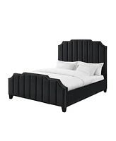 Inspired Home Aizen Velvet Platform Bed Queen