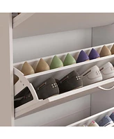 Famapy White Wooden Shoe Storage Cabinet,Simple and Fashion with 3-Drawers