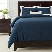 Chanasya Premium Bordered Navy Duvet Comforter Cover Bedding Set Queen Size